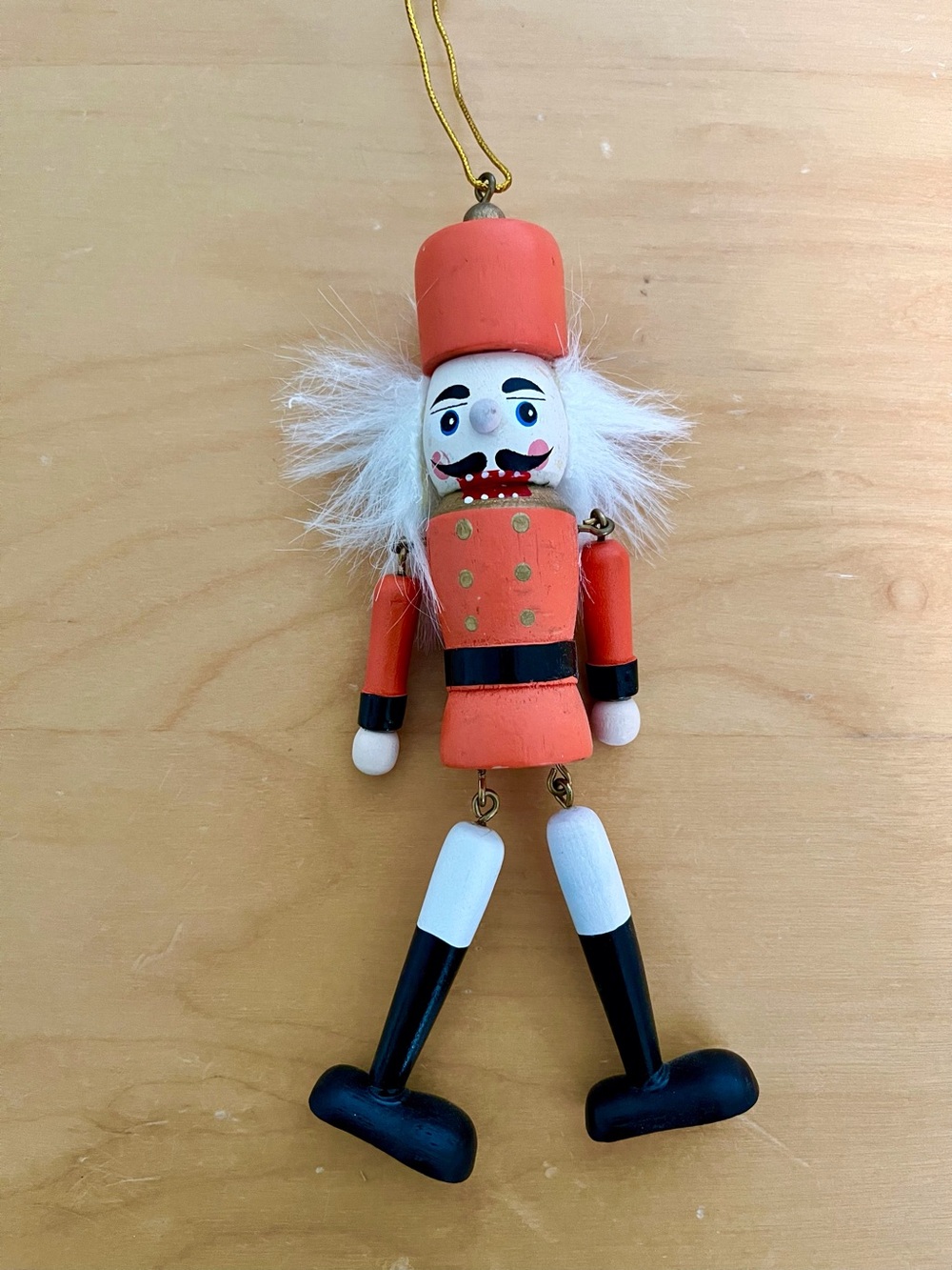 Classic Orange Wooden Nutcracker Ornament